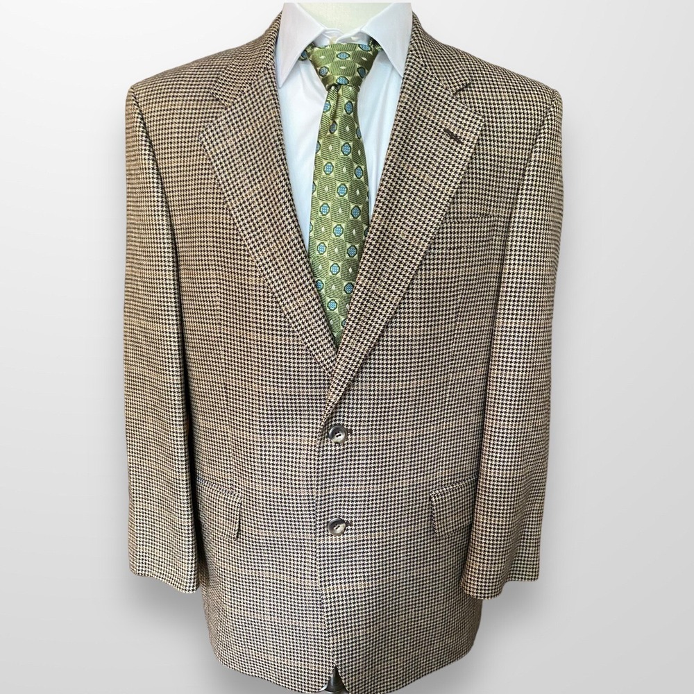Jos A Bank Executive Wool Silk Brown Blazer Tweed Sport Jacket 40R‎ Casual